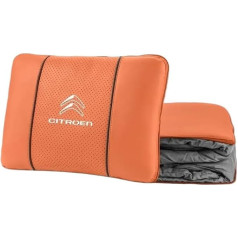 QYPLKJHG Reisedecke Kissen 2 in 1 für Citroen C4 Picasso 2013-2016, Autokissen Decke mit Auto Logo Reisedecke für Auto Kuscheldecke Auto Decken Kissen Flugzeugdecke Auto Accessoires,Orange