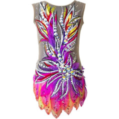 Rinkhockey Rhythmische Gymnastik Leotards, Frauen Mädchen Jeweled Diamant Blick Ärmel Lila-Eislauf-Abnutzungs Hohe Elastizität-Berufswettbewerb Eiskunstlauf-Kleid