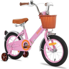 STITCH Vintage 12 Inch Children's Bicycle for 2-4 Years Girls, Children's Bicycle with Front Basket and Stabilisers, Pink