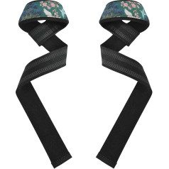 Japanische Gewichthebergurte mit grünem Blumenmuster, 66 cm, Neopren, gepolsterte Handgelenkbandage für Gewichtheben, Bodybuilding, Powerlifting, Krafttraining