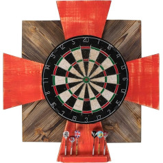 John Paddle Wooden Dartboard Wall Protector Order - Decorative & Modern Wooden Surround (Fire Red)