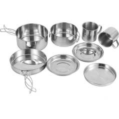 VINTORKY 1 Satz Multifunktionales Camping Kochgeschirr Set Tragbarer Kochtopf Pfanne Teller und Tassen für Outdoor Aktivitäten für Camping und Picknick
