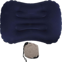 Baxnore Polyesterfaser TPU -Beschichtung aufblasbares Kissen, faltbares Luftkissen, bequemes Schlaftkissen, leichtes Reisekissen für Reisen Dunkel (Dunkelblau)