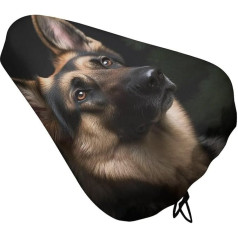 Fahrradsitzbezug für Herren und Damen, Motiv: Deutscher Schäferhund, wasserabweisend, Heimtrainer, Sitzkissen, verstellbarer Fahrradsitz für Outdoor-Radfahren