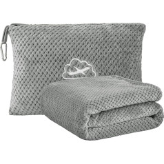 BEDELITE Travel Blanket, Airplane, Compact, with Bag, Portable and Packable, 2-in-1 Jacquard Travel Pillow and Blanket Set, Airplane Blanket, Travel Essentials with Luggage Cover and Backpack Clip