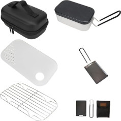 Complete Outdoor Cooking Pack, Lunch Box, Steamer, Mini Griddle, Chopping Board & Carry Bag