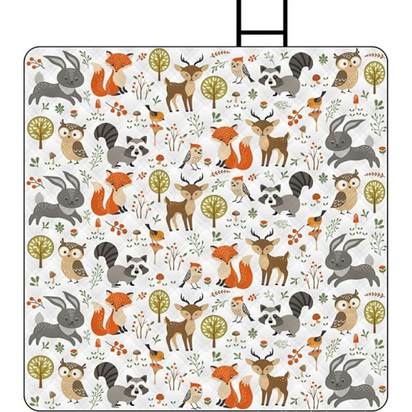 wisoolkic Outdoor Strandmatte für Camping, das ganze Jahr über vielseitig einsetzbar und praktisch für Reisen, feuchtigkeitsbeständig und grasfrei, Tierwald, 150 * 200 cm
