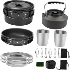 Toyvian 1 Set Camping Cookware Set Camping Pot and Crockery Camping Cooking Set Outdoor Cutlery Camping Cutlery Camping Pot Set Camping Equipment Camping Pot Aluminium Alloy Black
