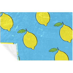 BestIdeas Fruit Lemons Decke für Bett, Couch, Sofa, Picknick, Camping, Strand, 150 x 100 cm, Blau