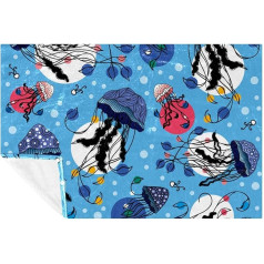 BestIdeas Ocean Quallen-Decke für Bett, Couch, Sofa, Picknick, Camping, Strand, 150 x 100 cm, Blau gepunktet