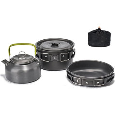 YIWEOG Camping Hiking Cookware Set Outdoor Portable Picnic Cookware Kit Alumina Pot Roasting Pan Set Travel Cooking Accessories