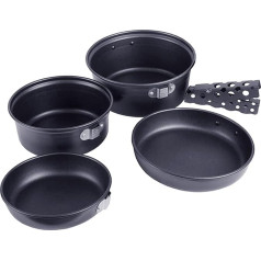 Jemora Camping-Teller und Pfannen-Sets, antihaftbeschichtet, für Rucksacktouren, Picknick, Kochen, Ultraleicht, tragbar