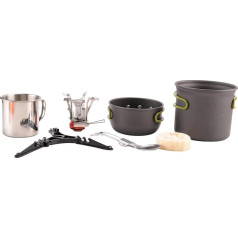 BLASHRD Camping Pot and Pan Set with Mini Backpack Cooker Cooking Tools for Outdoor Hiking Campfire Green