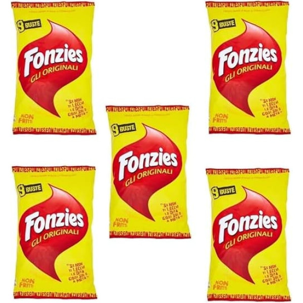 45 x Fonzies 23 g Corn Snack with Cheese 211 g in 5 for 9 Portion Bags of 23 g Chips