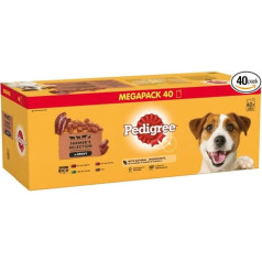 Pedigree Mixed Selection in Sauce - Wet Dog Food in Portion Bag - Dog Food in Sauce with Lamb - Beef - Duck - Bulk Pack (40 x 100g)