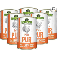 Schecker Wet Food Grain-Free - 100% Turkey PUR - 6 x 410 g - Hypoallergenic - Dog Food - Sensitive