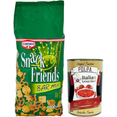 Cameo Snack Friends Bar Mix, Mix of Pretzels, Salty Snacks 1 kg Bag + Italian Gourmet Polpa di Pomodoro 400 g Tin