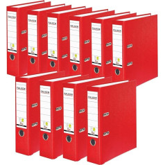 Original Falken pack of 10 PP-Color plastic folders. Made in Germany. 8 cm wide DIN A4 red Vegan ring binder File folder Letter folder Office folder Plastic folder Slotted folder