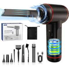 Electric Dust Blower Air Duster: Portable Compressed Air PC Cleaning Set 2 in 1 3 Speeds 50000 RPM Powerful Wireless Mini Air Blower for Computer Car Office Keyboard