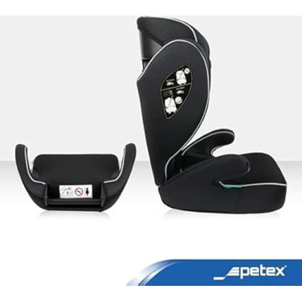 PETEX Basic i-Size Car Seat According to ECE R129 for Children from Approx. 100 - 150 cm, Height-Adjustable Child Car Seat in Black, Pack of 1