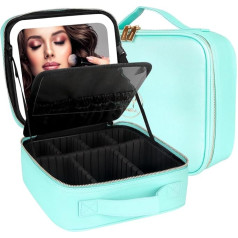 MOMIRA Travel Makeup Bag Cosmetic Bag with Illuminated Mirror, Adjustable Brightness in 3 Colour Scenarios, Gift for Women, Aqua Blue, Single