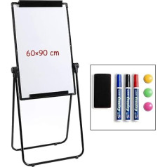 DOEWORKS 90x60cm Magnetic U-Stand Whiteboard/Flipchart Easel, Double Sides Stand White Board Easel, Height Adjustable and Foldable U Stand Easel