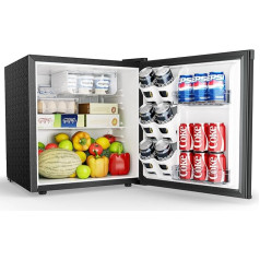 EUHOMY 46L Mini Fridge with Reversible Door, 7-Level Thermostat + Cool Box, 39dB Ultra Quiet Fridge Small for Bedroom/Office, Energy Efficient, Compact (Black)