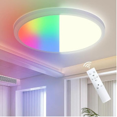 ONDTA LED Ceiling Light Dimmable LED Panel Diameter 57 cm, 45 W RGB Neutral White 4000 K Ceiling Light with Remote Control, IP44 Round Kitchen Lamp Bathroom Lamp for Living Room Bedroom Playroom