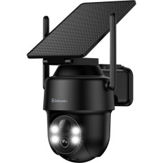 GALAYOU Outdoor Surveillance Camera Battery Solar - 2K Camera Surveillance Outdoor Solar WiFi Camera PTZ PIR Motion Sensor Colour Night Vision Two-Way Audio Black