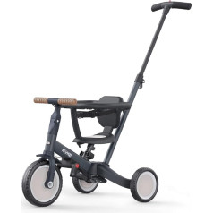 newyoo 5-in-1 Balance Bike Tricycle, Tricycle from 1-3 Years, Children's Tricycle with Push Bar, Children's Bike, Balance Bike, Running Bike with Handlebar, Safety Bar, TR008, Dark Grey