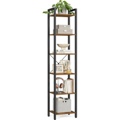 Vasagle LLS101B01 Bookcase, Storage Rack with 6 Shelves, Open Shelves for Office, Living Room and Bedroom, 30 x 40 x 187,5 cm, Vintage Brown / Black