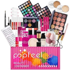 FantasyDay Xmas Make-Up Sets Advent Calendar 2025 Multifunctional Cosmetic Vanity Case Girls Makeup Gift Set - Makeup Kit with Eyeshadow Palette Lipstick Concealer Powder Blush Mascara