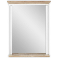 Stella Trading Jasmin Wall Mirror in Light Pine Artisan Oak Look Country House Style Mirror with Shelf for Hallway and Wardrobe 65 x 83 x 15 cm (W x H x D)
