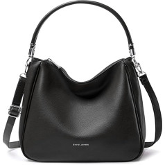 David Jones - Women's Hobo Shoulder Bag - Women's Shoulder Bag PU Leather - Handbag Top Handle Long Handle - Bag Bag Bag Medium Size - Shopper Simple Classic Lightweight Elegant, black, Elegant,