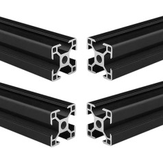 Coavoo AluProfil 3030 Aluminium Profile 400 mm T Type Black Aluminium Profiles 30 x 30 European Standard Anodised Linear Rail Extrusion Pack of 4 for DIY 3D Printer and CNC