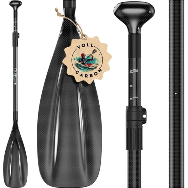 FOWAWU Half Carbon/Aluminium SUP Paddle - 3 Piece Adjustable Stand Up Paddle - Lightweight & Floating Oar for SUP Boards