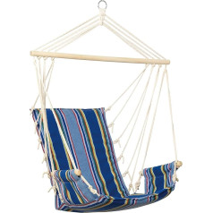 AMAZONAS Palau Ocean Hanging Chair Upholstered with Armrests Wooden Cross Bar 98 cm up to 120 kg Blue Stripes