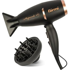 Girmi PH91 2200W Professional Brushless Hair Dryer 2 Speed 3 Temperature Ionic Function + Diffuser & Concentrators Handy