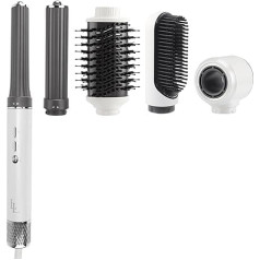 Largolash 6 in 1 Hot Air Brush Set, 135,000 RPM, Quick Drying Hair Brush, Curling Brush, Ionic High Speed Hair Dryer, 1300 Watts (White Silver)