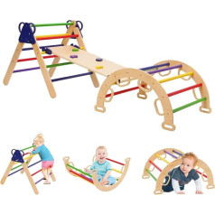 7-in-1 Indoor Climbing Frame, Montessori Climbing Triangle with Slide, Climbing Ladder and Climbing Arch, Indoor Climbing Toy, Climbing Tower, Indoor Playground for Children from 1-5 Years