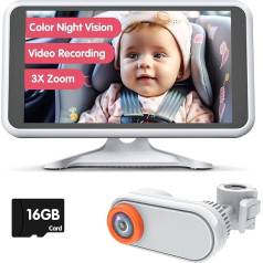 Luckview Baby Camera Car Night Vision Baby Car Camera Video Recording 3X Zoom 5.2 Inch Camera Car Baby with TF Card HD 1080P Baby Mirror Car 360° Rotation for Rearward Seat BM3