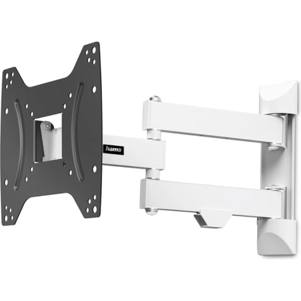 Hama TV Wall Mount Swivelling, Tilting, Extendable (TV Wall Mount 19-48 Inches, VESA 75 x 75 to VESA 200 x 200, up to 20 kg, 3 Joints, with Fischer Dowels and Assembly Instructions) Black/White