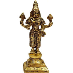 Purpledip Brass Statue Lord Vishnu: Hindu God Idol Sculpture Home Temple Décor Gift (11033)