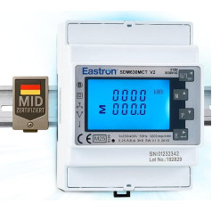 EASTRON SDM630MCT V2 Electricity Meter 1/3 Phase Modbus RS485 RTU - (Current Transformer Required) Fed DIN Rail Smart Meter, MID Calibrated