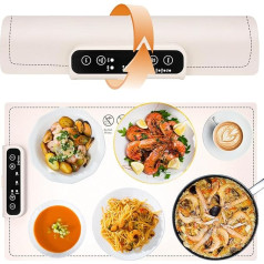 Darryy Warming Plate for Food, Food Warmer 60 x 38 cm Warming Plate, Electric Warming Plate for Food, Three Temperature Levels, Three Time Modes, Full Surface Insulation and Flexible Roll-up