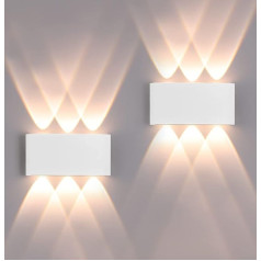 FUPE Pack of 2 Wall Light Outdoor/Indoor LED Wall Lamp Outdoor 12 W 1200 LM Wall Lighting Up and Downlight IP65 Waterproof Modern Aluminium Headlight Wall Lights (White 3000 K Warm Light)