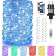 15 m LED Tube Fairy Lights Outdoor Power Colourful Outdoor Fairy Lights Light Tube 132 Modes IP68 Waterproof Light Tube Outdoor with RGB Remote Control for Indoor Room Patio Garden Balcony Decoration