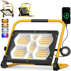 papasbox 150 W LED Construction Spotlight Battery Spotlight Solar Portable 5000 mAh Rechargeable Work Light with USB 4 Light Modes 2 Brightness Levels Camping Lamp IP65 Waterproof Outdoor for