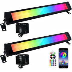 RGB LED Spotlight, Pack of 2 50 W RGB LED Wallwasher Light with Remote Control and Bluetooth App, LED Bar Light Effects IP66 Waterproof Smart Party Lights for DJ Disco Party Garden Halloween Stage