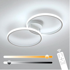 Toolight Modern LED Ceiling Light, 38 W, 4275 lm, LED Ceiling Lamp, Dimmable, Modern Living Room Lamp with Remote Control, 3000 K - 6500 K, Ceiling Light for Bedroom, Living Room, Kitchen, White, 54